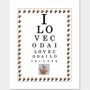 ASL I Love CODA Eye Chart Posters and Art